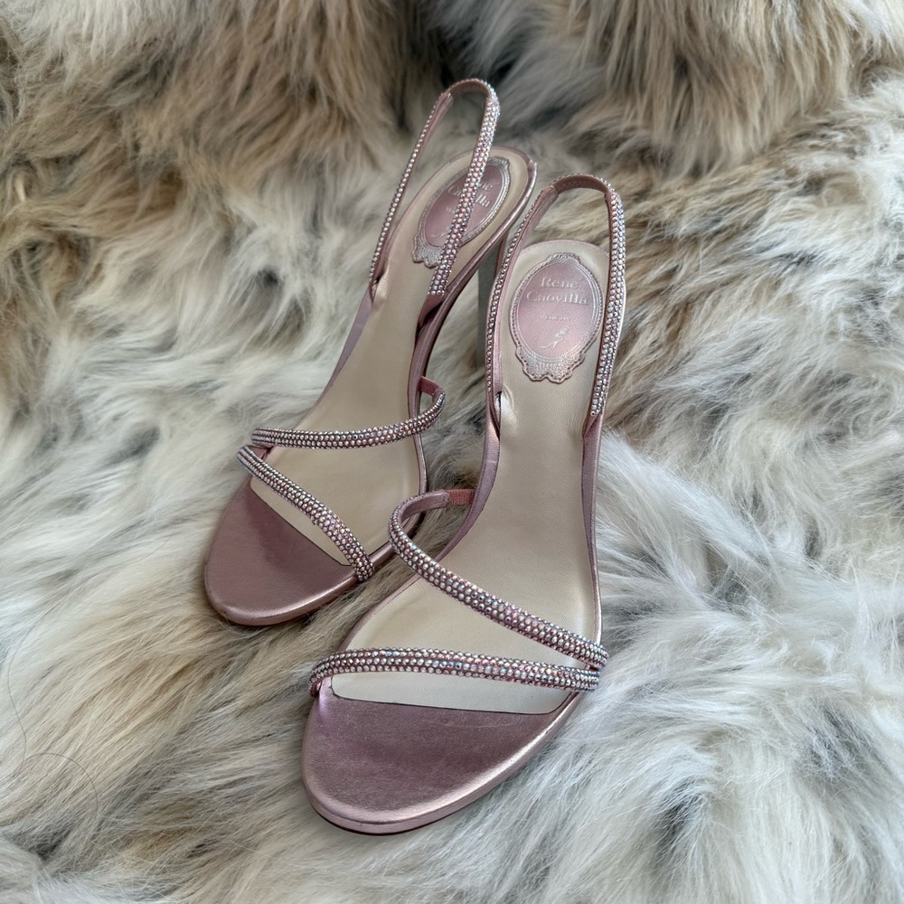 René Caovilla Crystal Slingback Heels – Pink, Size 39